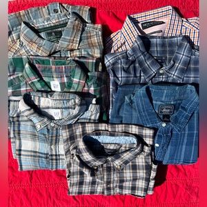 Lot of men’s shirts.  7 shirts.   Long sleeve.   Gap, Nick Graham and Bass